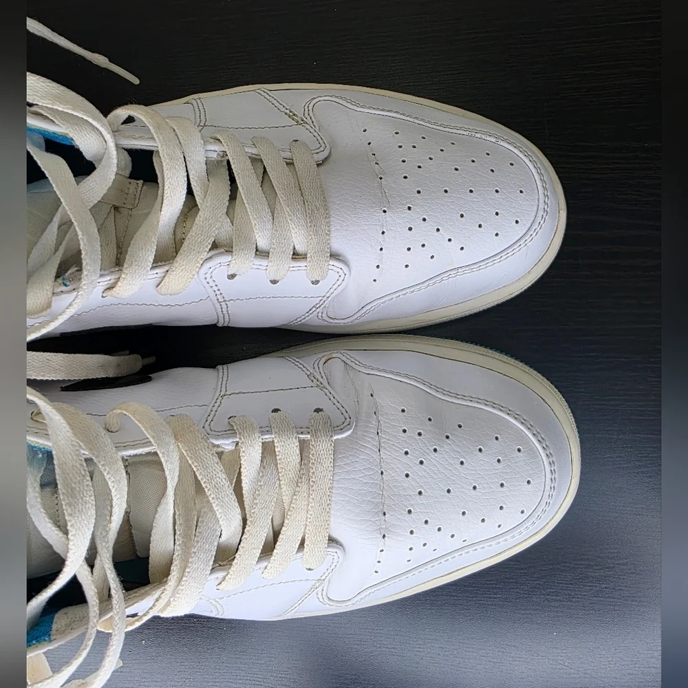 Nike Air Jordan 1 Mid High Top White Black Laser Blue Sneaker Shoe Size Us 15‎